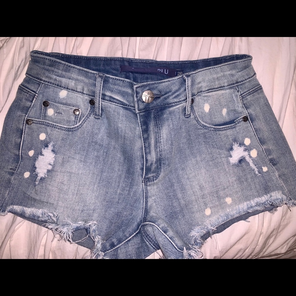 Planet Blu light wash jean shorts